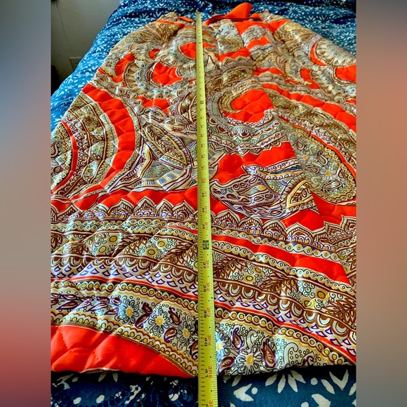 NWT! VTG 70s Maxi Skirt Attached Shorts Hot Pants Quilted Orange Psychedelic - Picture 7 of 14